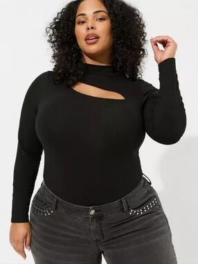 Foxy Mock Neck Cutout Long Sleeve Top